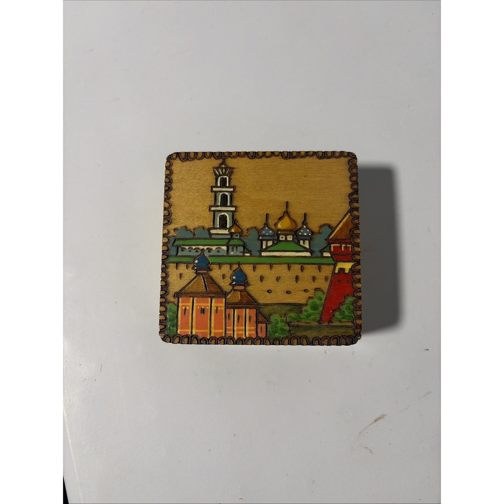 Vintage Hand Crafted Russian Collectible Box with Original Paperwork Wood Small